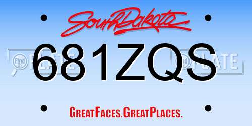681ZQS South Dakota License Plate