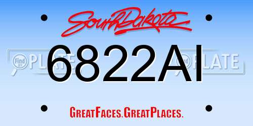 6822AI South Dakota License Plate