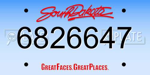 6826647 South Dakota License Plate