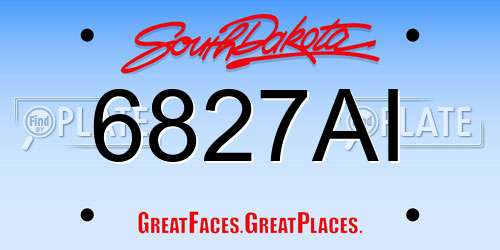 6827AI South Dakota License Plate