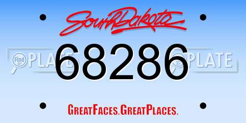 68286 South Dakota License Plate