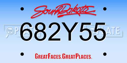 682Y55 South Dakota License Plate