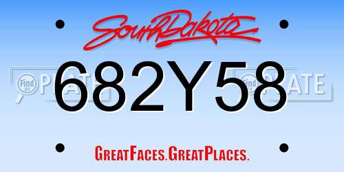 682Y58 South Dakota License Plate