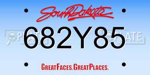 682Y85 South Dakota License Plate