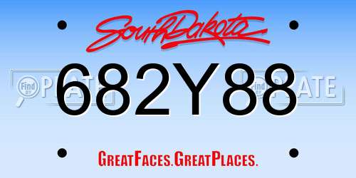 682Y88 South Dakota License Plate