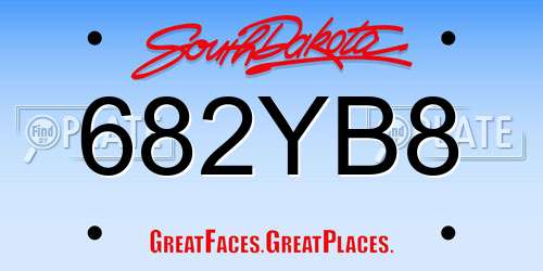 682YB8 South Dakota License Plate