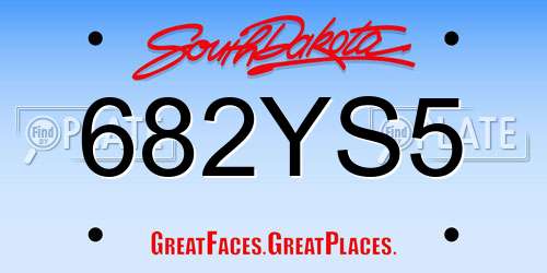 682YS5 South Dakota License Plate