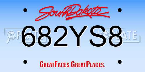 682YS8 South Dakota License Plate