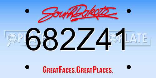 682Z41 South Dakota License Plate
