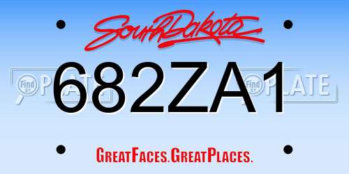 682ZA1 South Dakota License Plate