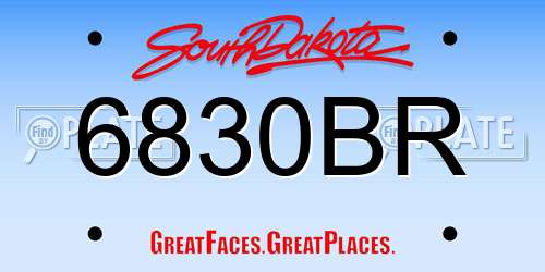 6830BR South Dakota License Plate