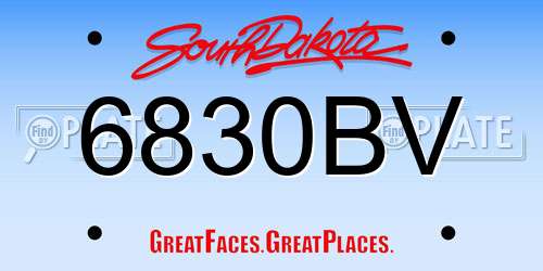 6830BV South Dakota License Plate