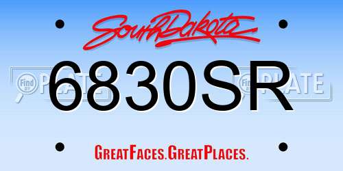 6830SR South Dakota License Plate