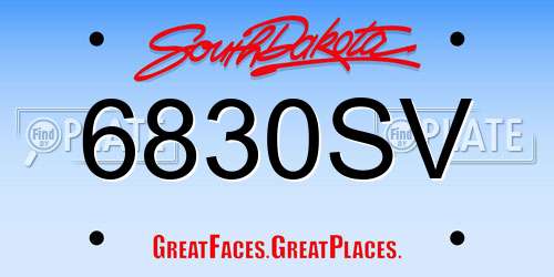 6830SV South Dakota License Plate