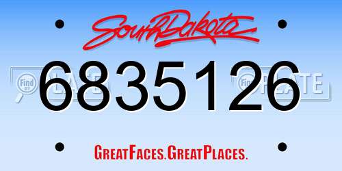 6835126 South Dakota License Plate