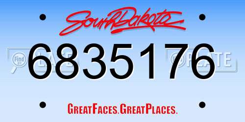 6835176 South Dakota License Plate