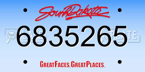 6835265 South Dakota License Plate