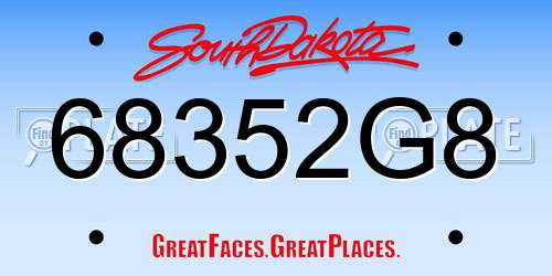 68352G8 South Dakota License Plate