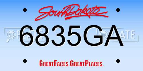 6835GA South Dakota License Plate