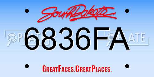 6836FA South Dakota License Plate