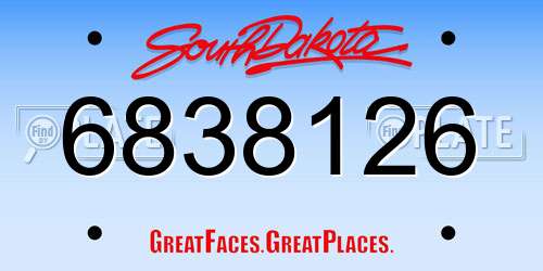 6838126 South Dakota License Plate