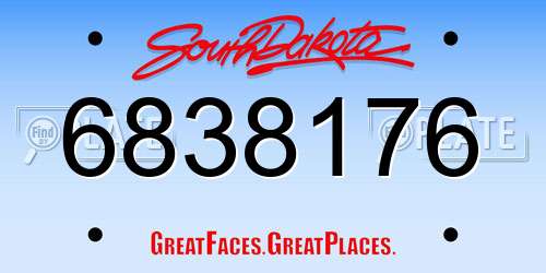 6838176 South Dakota License Plate
