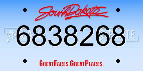 6838268 South Dakota License Plate