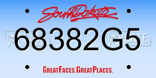 68382G5 South Dakota License Plate