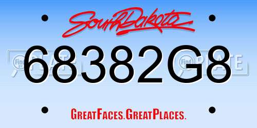 68382G8 South Dakota License Plate