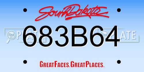 683B64 South Dakota License Plate