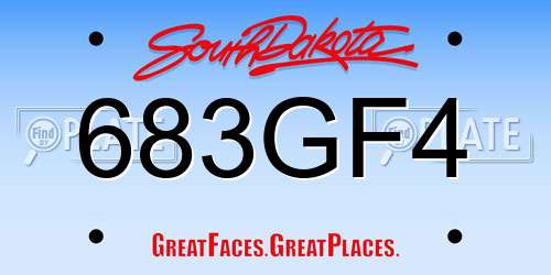 683GF4 South Dakota License Plate