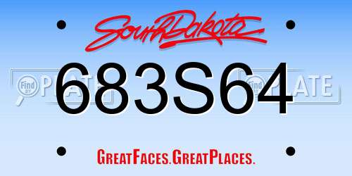 683S64 South Dakota License Plate