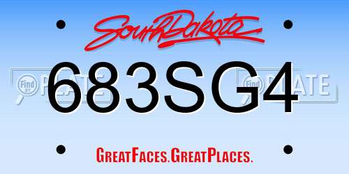 683SG4 South Dakota License Plate
