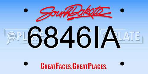 6846IA South Dakota License Plate