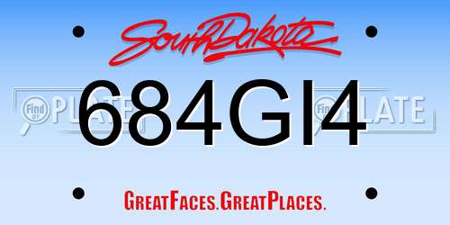 684GI4 South Dakota License Plate