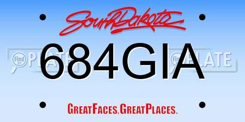 684GIA South Dakota License Plate