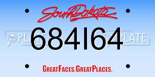 684I64 South Dakota License Plate