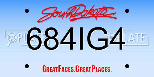 684IG4 South Dakota License Plate