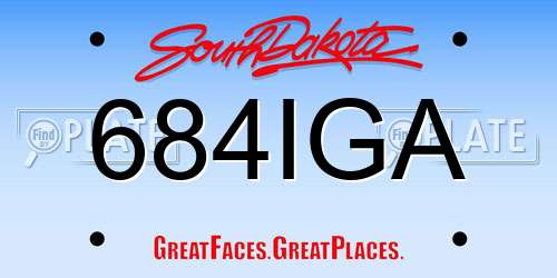 684IGA South Dakota License Plate