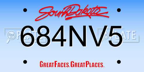 684NV5 South Dakota License Plate