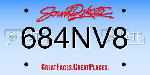 684NV8 South Dakota License Plate