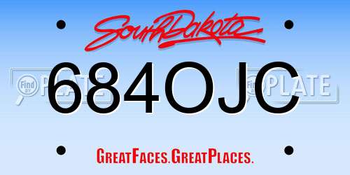 684OJC South Dakota License Plate