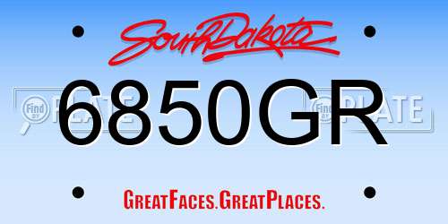 6850GR South Dakota License Plate