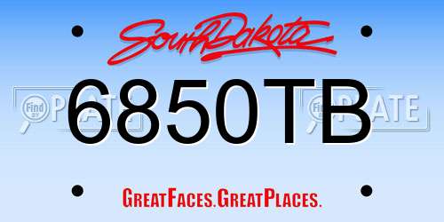 6850TB South Dakota License Plate