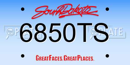 6850TS South Dakota License Plate