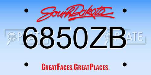6850ZB South Dakota License Plate