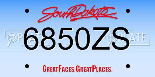6850ZS South Dakota License Plate
