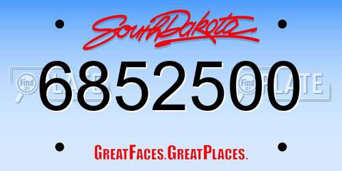 6852500 South Dakota License Plate