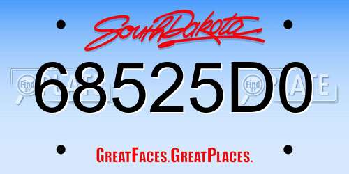 68525D0 South Dakota License Plate