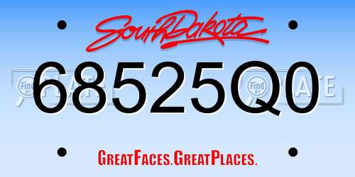 68525Q0 South Dakota License Plate
